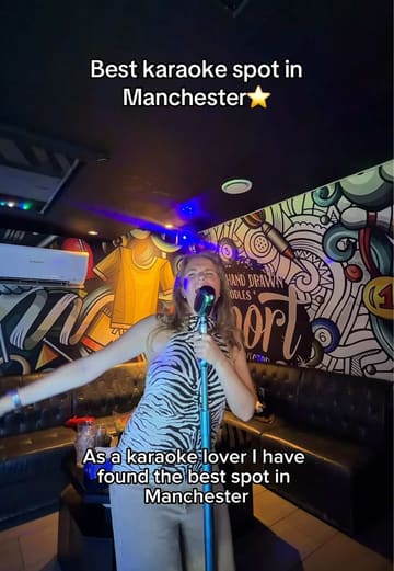 A high-energy vlog-style video showcasing a karaoke venue in Manchester called Level 8. The video highlights the private booth experience, the karaoke setup, the arcade games, and the available food and drink options, positioning it as a great spot for groups and nights out.