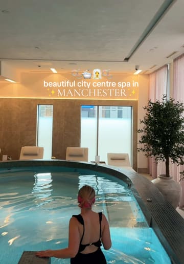 A short, atmospheric tour of a city centre spa in Manchester, highlighting the pool, sauna, steam room, and relaxation areas.