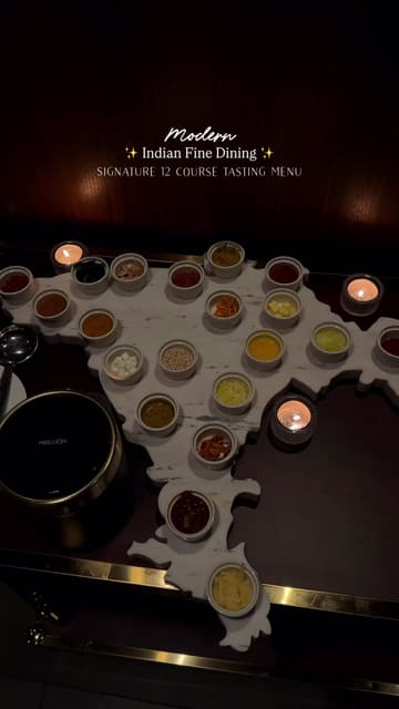 A high-quality, cinematic showcase of Tresind Mayfair, highlighting their modern Indian fine dining tasting menu, elegant plating, and sophisticated interior design.