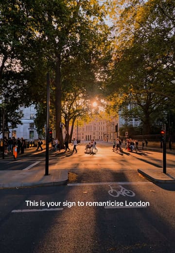A cinematic montage showcasing various aesthetic locations across London, including landmarks, restaurants, and canals, designed to evoke a romantic and relaxing atmosphere.