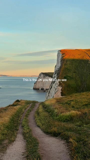 A visually stunning montage of Durdle Door and Lulworth Cove in Dorset, highlighting the dramatic limestone arch, turquoise waters, and scenic coastal paths.