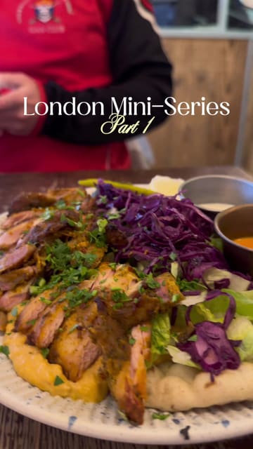 A short, engaging reel showcasing a visit to Megan's in Battersea, highlighting the interior, the shawarma plate, shakshuka, and fritters.