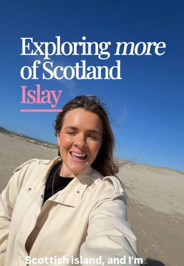 A 3-day travel vlog documenting a trip to Islay, Scotland, featuring a stay at The Macherie hotel and visits to various local restaurants, cafes, and scenic spots.