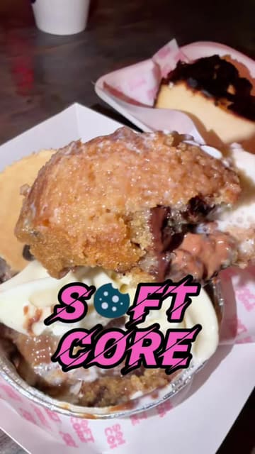 A fast-paced, engaging review of 'Soft Core' in Edinburgh's St James Quarter. The creator walks the viewer through the menu, highlighting various desserts including soft serve, cookies, cheesecake, and sundaes, while sharing their genuine reactions to the food.