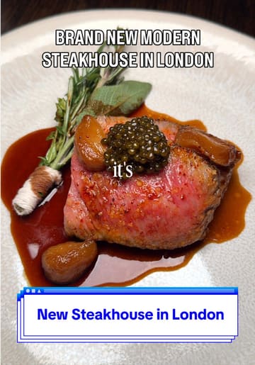 A review of a new, upscale steakhouse in London, featuring a five-course tasting menu. The video highlights the sophisticated interior, the high-quality ingredients like Wagyu and caviar, and the overall dining experience.