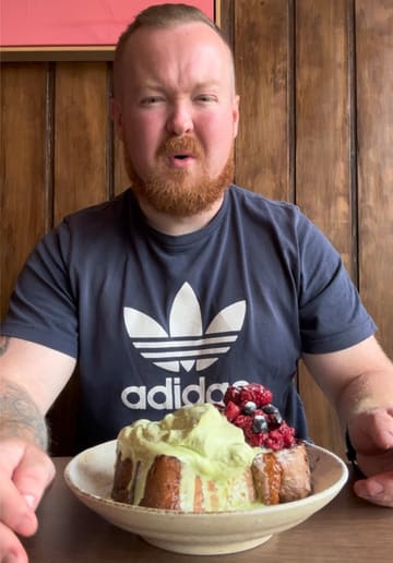 A creator visits 'Lonely Mouth' in Bristol, a Japanese listening cafe, to review their breakfast offerings, including a traditional Teishoku set and matcha French toast.
