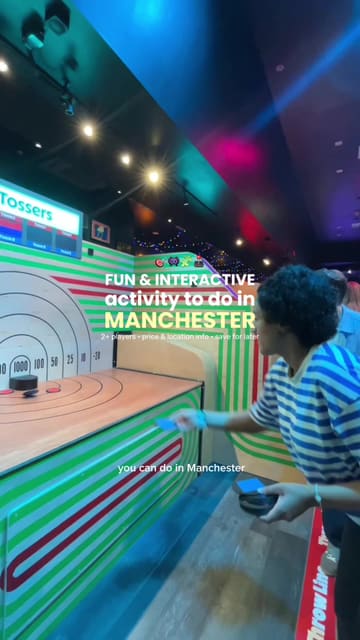 A fast-paced, engaging video showcasing 'Gameface' in Manchester, an interactive social gaming venue. The creators demonstrate various games, explain the wristband scoring system, and highlight the bar and photobooth facilities, providing a clear overview of the experience for potential visitors.