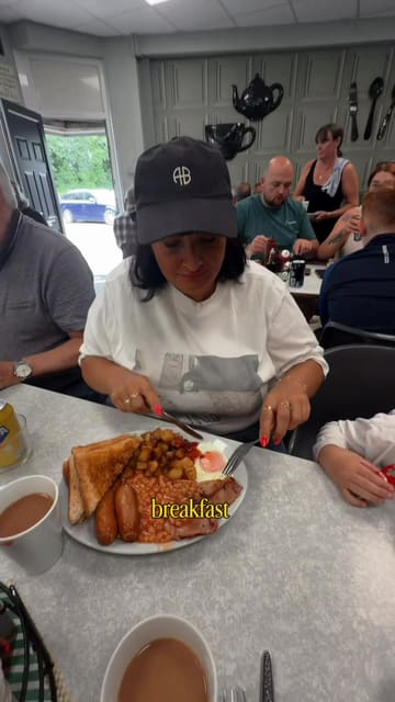 A vlog-style review of Albion Café in Cilfynydd, highlighting its affordable prices, hearty breakfast portions, and unique setting in an old garage.