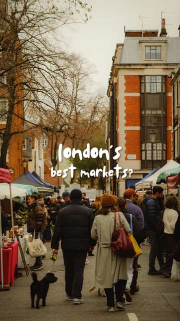 A well-curated listicle video guiding viewers through several London markets beyond the typical tourist spots, highlighting the unique atmosphere and food offerings of each location.