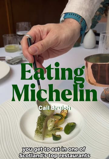 A couple reviews their lunch experience at Cail Bruich, a Michelin-starred restaurant in Glasgow, highlighting the exceptional quality of the dishes, particularly the sauces, and the overall atmosphere.