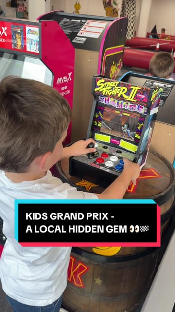 A vlog-style review of Kids Grand Prix in Glasgow, highlighting the various activities available for children, including go-karting, retro arcade games, and a bouncy castle. The creator also mentions the tuck shop and the venue's inclusive ASN-friendly sessions.