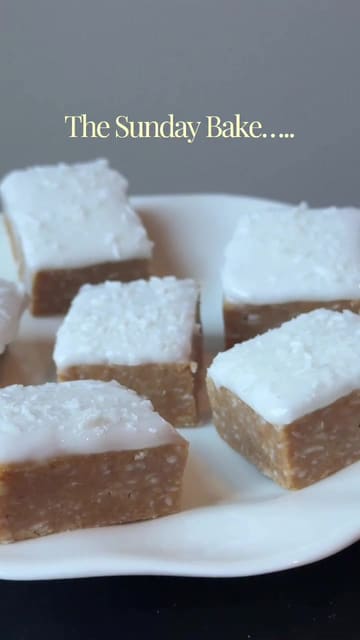 A step-by-step recipe tutorial for a no-bake lemon slice, featuring digestive biscuits, condensed milk, butter, coconut, and a lemon icing.