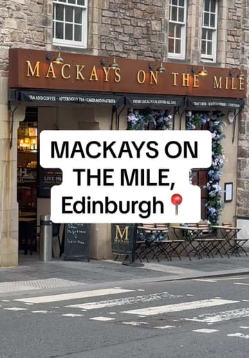 A creator visits Mackays on the Mile in Edinburgh after a chance encounter with a chef at a train station, reviewing a variety of dishes including starters, mains, and desserts.