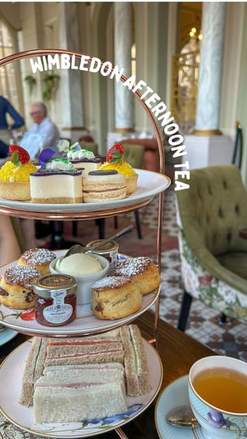A short, aesthetic showcase of an afternoon tea service at Platform 7, featuring finger sandwiches, scones, and Wimbledon-themed desserts.