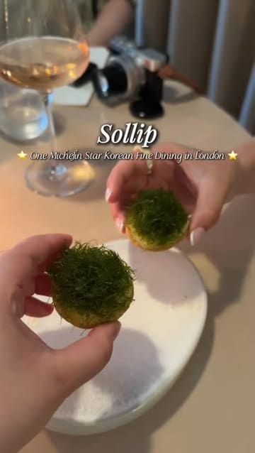 A montage of a 9-course tasting menu at a Michelin-starred Korean fine dining restaurant in London, featuring close-ups of various dishes like a prawn tart, perilla noodles, and duck.