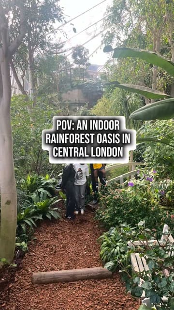 A family-oriented vlog showcasing a visit to the Barbican Conservatory and Children's Library in London. The video features shots of the lush indoor greenery, the koi pond, and the children's library area, providing a helpful guide for parents looking for free activities.