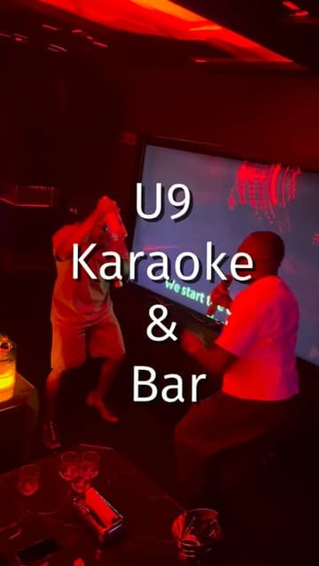A vlog-style video showcasing U9 Karaoke Bar in Leicester Square, highlighting the private room experience, personal waitress service, and customizable lighting themes.