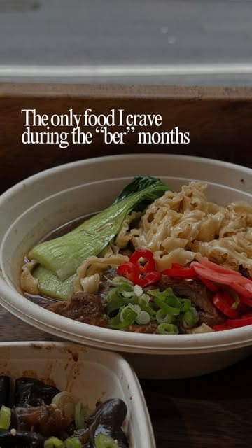 A montage-style video showcasing various dishes at Kung Fu Mama, including bao buns, beef noodle soup, cold noodle salad, and shaved ice desserts.