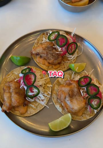 A first-person review of 'Taq' in Notting Hill, featuring a tasting of various small plates including tacos, sides, and desserts. The creator ranks the tacos, providing a clear and engaging guide to the menu.