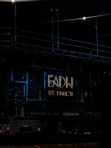 A high-energy montage showcasing a Friday night out at Eadn St Paul's, featuring live music, cocktails, small plates, and a lively atmosphere.