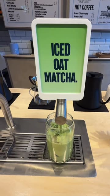 A short, engaging reel showcasing a new cafe in Newcastle, highlighting their unique self-serve matcha tap.