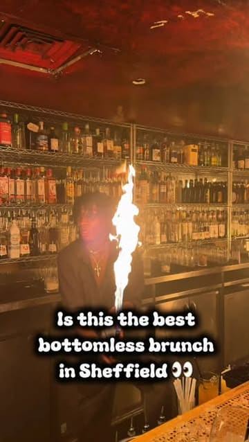 A high-energy, fast-paced montage showcasing a lively bottomless brunch experience at Kuckoo in Sheffield, featuring cocktails, pizza, and a vibrant party atmosphere.