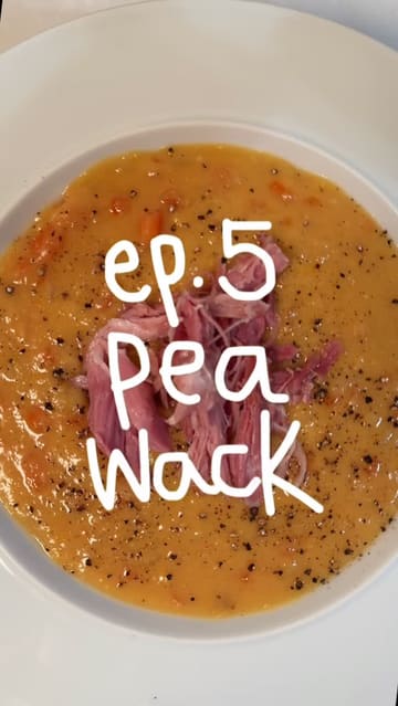 A well-produced home cooking tutorial demonstrating the preparation of a traditional Scouse pea and ham soup, known as 'Pea Wack'. The video features clear step-by-step instructions, engaging personality, and high-quality close-ups of the ingredients and final dish.