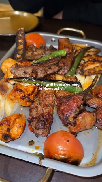 A short, fast-paced montage showcasing various dishes at a new Turkish grill house in Newcastle, including dips, bread, a mixed grill platter, and desserts.