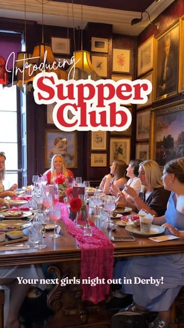 A montage video showcasing the first 'Girls Out For Tea Supper Club' event held at Cosy Club in Derby. The video highlights the private dining experience, featuring shots of the table setup, guests arriving, sharing platters, cocktails, and the social atmosphere of the evening.