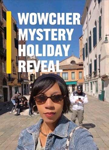 A travel vlog documenting a £99 Wowcher mystery holiday to Venice, Italy. The video follows the creator from the airport to the hotel and through various sightseeing and dining experiences in the city.