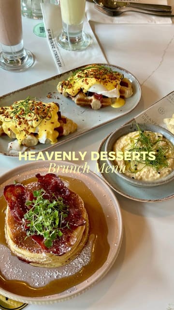 A review of the new brunch menu at Heavenly Desserts, featuring dishes like a bacon and egg croffle, pancakes, hummus and flatbread, and hot honey tater tots. The video includes ratings for each item and a verdict on whether the menu is worth the hype.