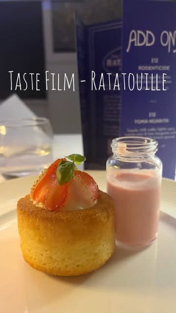 A video documenting a 'Taste Film' experience at a hotel, where guests watch the movie Ratatouille while being served a 5-course tasting menu inspired by the film.