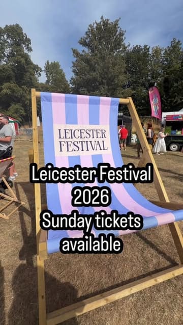 A montage video showcasing the Leicester Festival, featuring various street food vendors, live music performances, a craft market, and family-friendly activities like a circus tent.