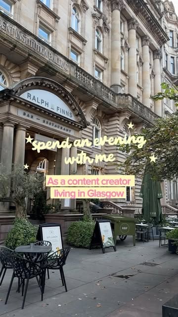 A personal vlog following a content creator's evening in Glasgow, featuring a dinner at Ralph & Finns, drinks at Malo, and a concert at the OVO Hydro.