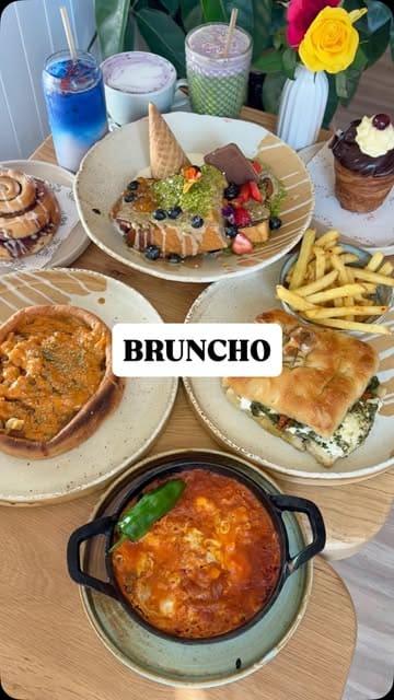A promotional reel for Bruncho in Leeds, featuring a variety of brunch dishes, pastries, and colourful drinks. The video uses high-quality, close-up shots of the food being prepared and presented to entice viewers.