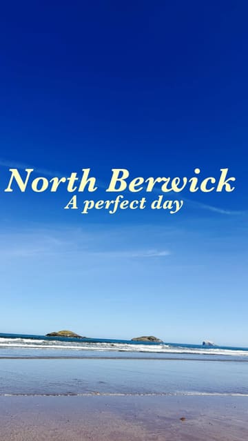 A couple's day-in-the-life vlog documenting a trip to North Berwick, featuring lunch at Archerfield Walled Garden and ice cream at Alandas Gelato, interspersed with scenic coastal walks.