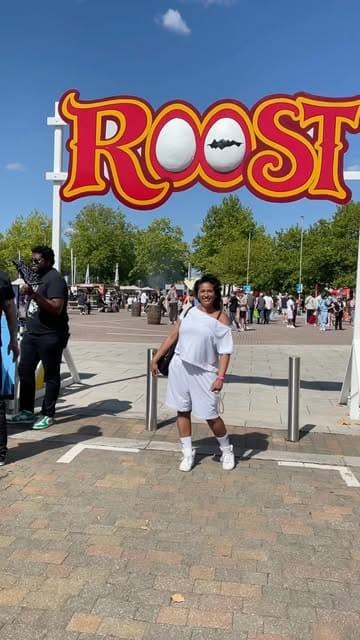 A high-energy vlog-style video showcasing the Roost Festival, featuring a wide variety of chicken-based street food, live music, and festival atmosphere.