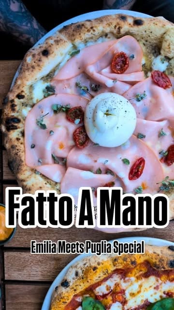 A review of Fatto a Mano Pizzeria in Brighton, highlighting their new 'Emilia Meets Puglia' special, featuring a variety of dishes including pizza, parmigiana, fries, and tiramisu, alongside cocktails and wine.