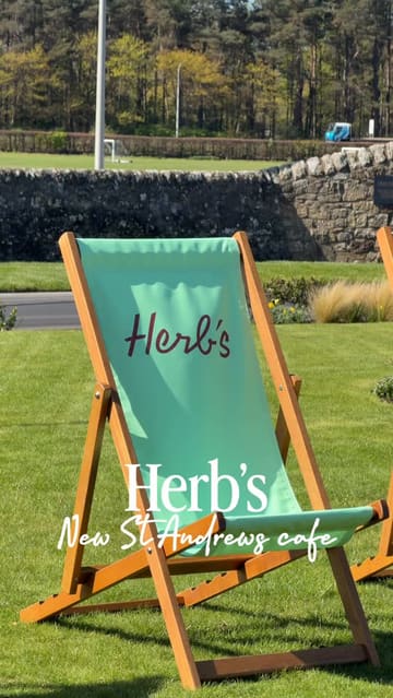 A promotional video for Herb's, a new cafe located at the Old Course Hotel in St Andrews. The video features a montage of the cafe's outdoor seating area, interior space, and a selection of their menu items, including smoothies, burgers, and pastries.