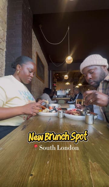 A couple visits a new brunch spot in Brockley, South London, to review their experience. The video features shots of the restaurant's exterior and interior, followed by close-ups of their brunch plates, including pancakes, French toast, scrambled eggs, bacon, and sausages. The creators provide a positive review, highlighting the generous portions, flavorful food, and good service.