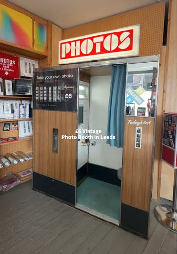 A short, engaging video showcasing a vintage photo booth experience at Fred Aldous Ltd in Leeds, highlighting the process and the final photo strips.