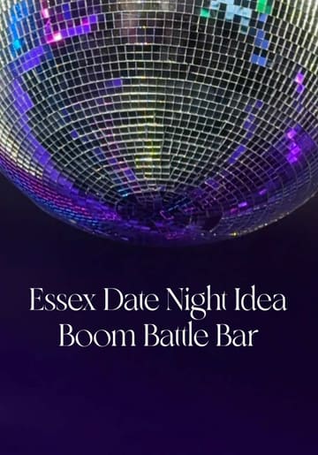 A vlog-style reel showcasing a date night experience at Boom Battle Bar in Lakeside, featuring competitive socialising activities like digital darts, beer pong, and karaoke, alongside drinks and bar snacks.