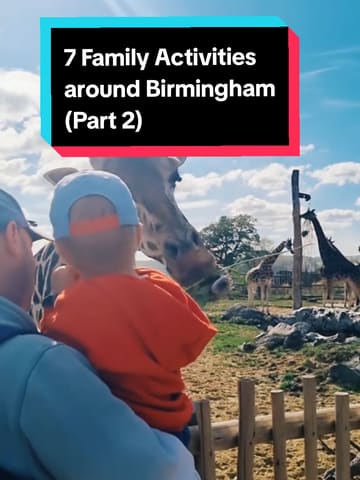 A montage video showcasing various family-friendly activities and venues in and around Birmingham, including zoos, museums, and farms.