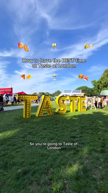 A helpful listicle-style vlog providing practical tips for attending the Taste of London festival, including advice on prioritizing food stalls, bringing a tote bag for freebies, participating in games, and enjoying the overall atmosphere.