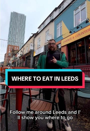 A guide to various food and drink spots in Leeds, featuring cafes, markets, and street food vendors.