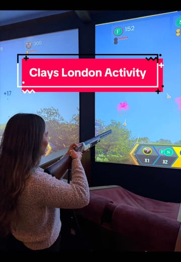 A creator visits Clays in London, an interactive target shooting game venue. The video highlights the gameplay, the cocktails, and the overall fun atmosphere, positioning it as a great option for date nights or after-work activities.