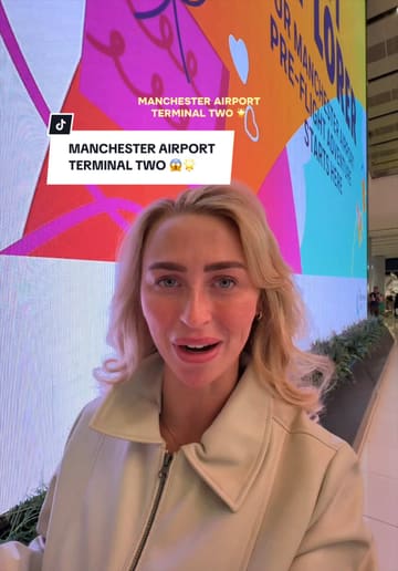 A vlog-style tour of the renovated Manchester Airport Terminal 2, showcasing various retail shops and the Great Northern Market food hall.