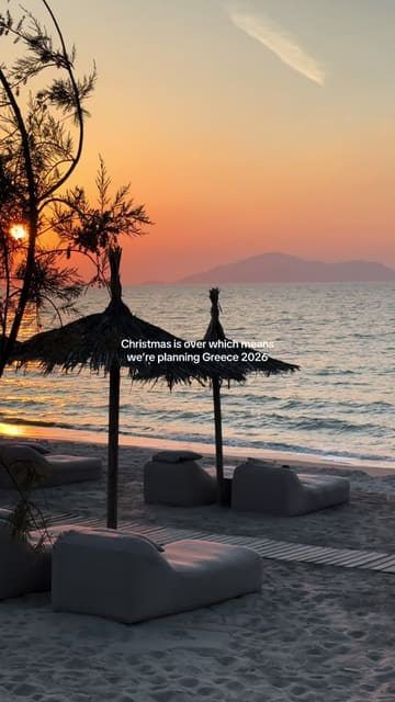 A montage of a luxury beach resort in Kos, Greece, featuring shots of cocktails, the pool area, beach loungers, yoga, and a salad, set to music.