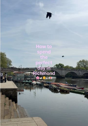 A montage-style travel guide showcasing various picturesque locations in Richmond, London, including riverside spots, cafes, and a hotel afternoon tea experience. The video uses aesthetic, slow-paced shots to highlight the atmosphere of each venue.