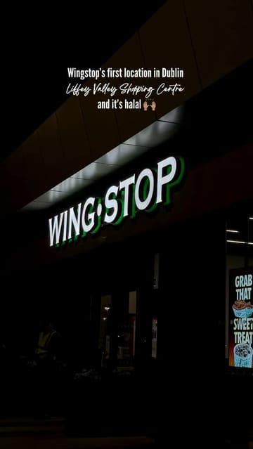 A short vlog-style video documenting a visit to the newly opened Wingstop in Liffey Valley Shopping Centre, Dublin. The video features shots of the exterior, the interior, the soda machine, and a spread of wings and fries, concluding with the creator trying the food.